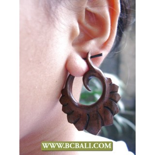 Handmade Carving Earring Wood Bali