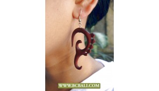 Handmade Earring Hooked Wooden Carving