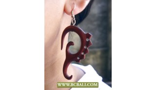 Handmade Earring Hooked Wooden Carving