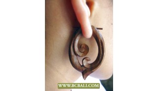 Bali Split Wooden Earrings Piercings Tribal Ethnic 