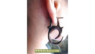 Hooked Tribal Wooden Earring Carving