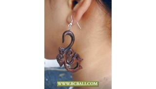 Hooked Wooden Piercings Tribal Hand Carvings 