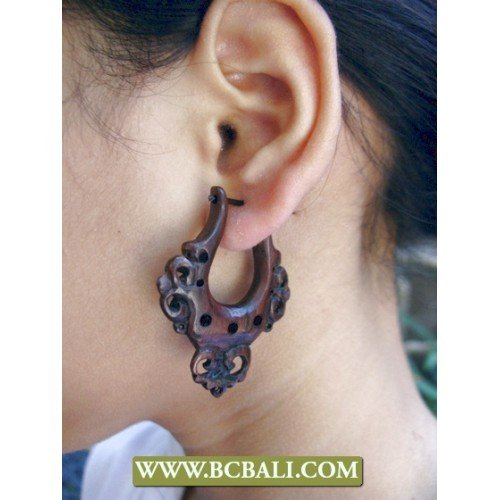 Bali Split Wooden Earrings Piercings Tribal Ethnic bali split wooden
