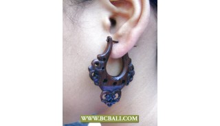 Bali Split Wooden Earrings Piercings Tribal Ethnic 