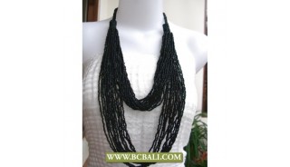 2 Layer Multi Strand Beading Necklaces Black
