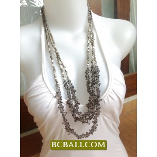 Bali Multi Strand Necklaces Shells Stones