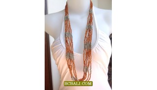 Bali Beads Necklace Multi Strand Fashion