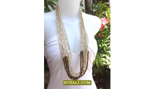 Beading Sequins Necklaces Multi Strand Wood