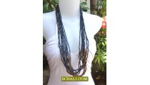 Beaded  Necklaces Multi Strand Wooden Natural