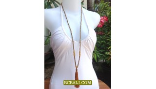 Beads Tassel Necklace Pendant Long Seeds Gold