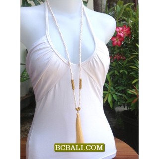 Rope Pendant Tassel Necklaces Strand Long Bead