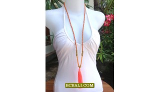 Beads Tassel Necklace Pendant Long Strand