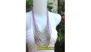 Fashion Rope Necklaces Multi String Steels Beading