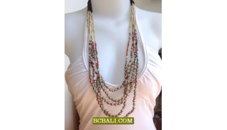 Five Strand Multi Color Beads Necklace