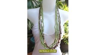 Long Strand Beaded Necklace Charm Design Bali Style