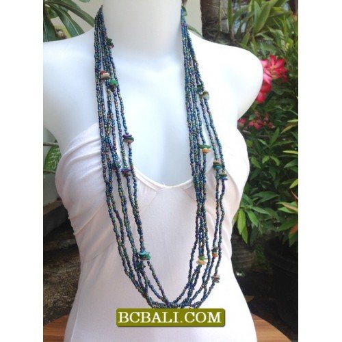 Multi Rope Long Seeds Bead Necklace Fashion multi rope long seeds