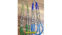 Necklaces Triangle Beads Stones Triple Long Seeds Bali