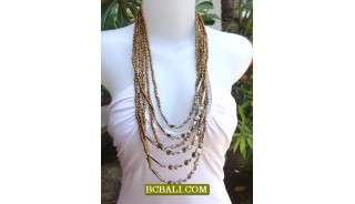 New Beads Gold Necklaces Multi Strand Fashion Women