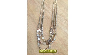 Seashell Beads Triple Strand Necklaces