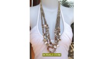 Seashell Beads Triple Strand Necklaces