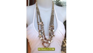 Seashell Beads Triple Strand Necklaces