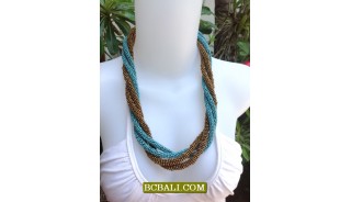 Wrap-Seeds Four Beaded Necklace Two Color