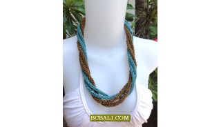 Wrap-Seeds Four Beaded Necklace Two Color