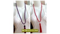 Wooden Beaded Tassel Necklaces Bali