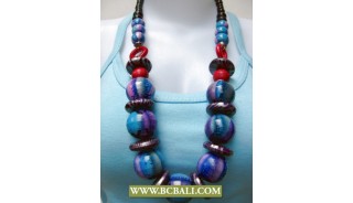 Bali Assorted Color Wood Beaded Necklaces