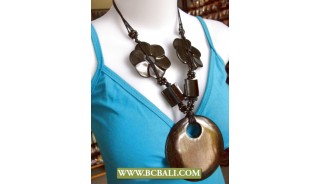 Fashion Necklace Chain Flower Wooden Pendant