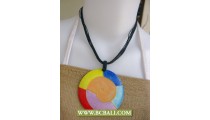 Multi String Necklace Pendants Wood Painted