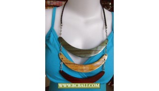 Necklace Triple Wood Coloring Handmade