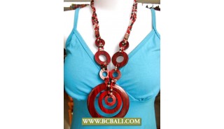 Woman Hand Painting Necklace Wooden