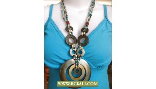 Wood Painting Fashion Necklace Handmade