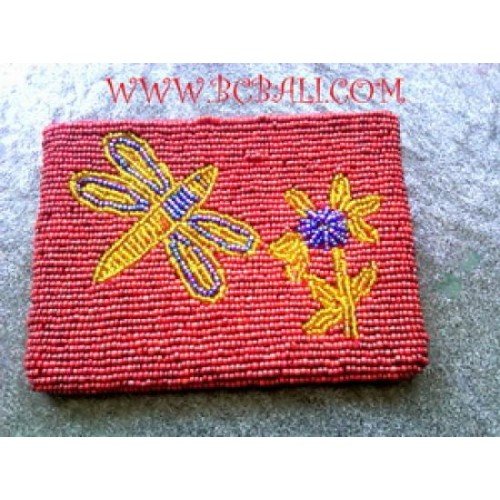 Handmade Wallet By Beads Red colored beads purses, wallets from the