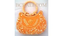 Orange Women Bag Motif Beads