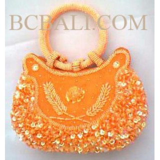 Orange Women Bag Motif Beads