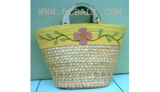 Shopping Straw Bags With Beads