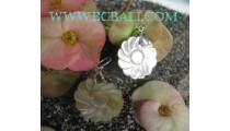 Silver Earrings Seashells Carved Flower