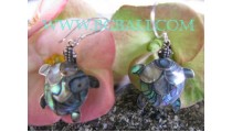 Earrings Silver Shells Abalone Turtle