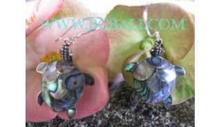 Earrings Silver Shells Abalone Turtle