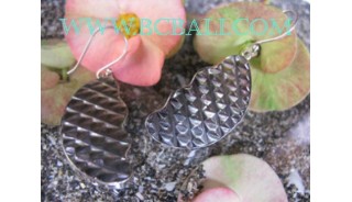 Silver Earrings Shells Carving