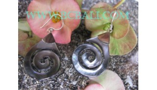 Seashell Carving Earrings Silver