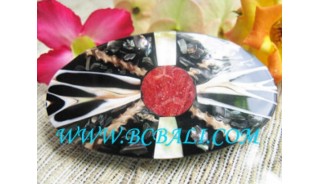 Natural Shell With Red Coral Hair Clip