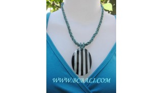 Bead Shell Stripe Necklaces Pendants