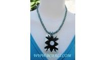 Shell Black Floral Pendant Choker