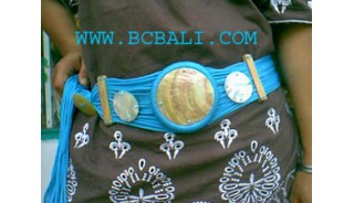 Belt With Hand Carved Pieces Of Mother Of Pearl.