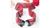 Fashion Belt Wooden Beading Stretch Clasps