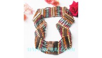 Wooden Beads Belt Multi Color Buckles