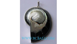 Black Nautilus Pendant Silver